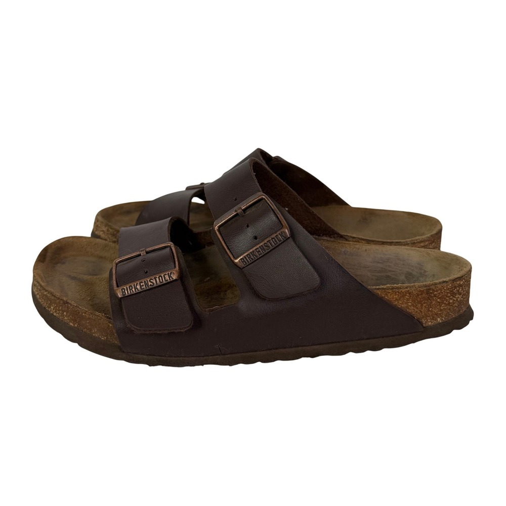 Birkenstock Arizona Dark Brown Birko-Flor Two Strap Sandals Size 39 L8 M9